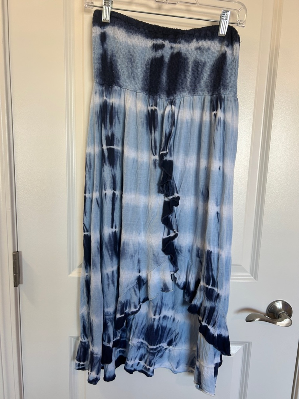 Blue Tie-Dye Smocked Waist Maxi Skirt or cover- up